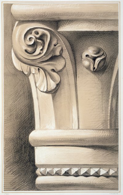 Ca&39;Bernardo, Capital dos Eixos da Janela, de "Exemplos da Arquitetura de Veneza", de John Ruskin, litografia de G Rosenthal, 1851 de John Ruskin